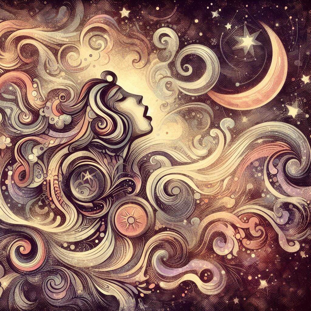 Abstract illustration of a woman at night