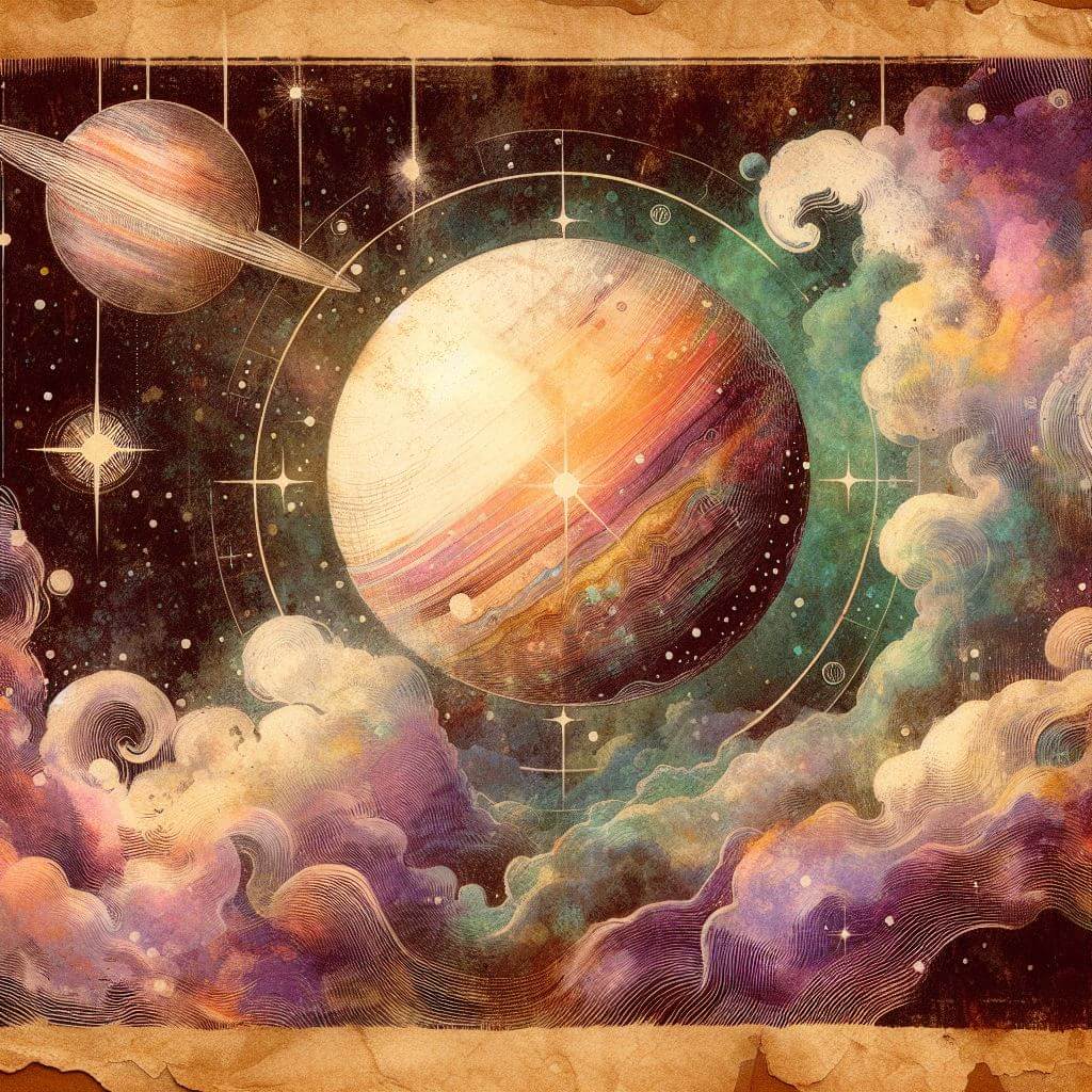 A painted fantastical image of the "planet" Ceres in astrology.